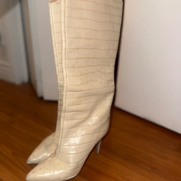 SCHUTZE Cream Croc-Embossed Women's Boots - Picture 2 of 6